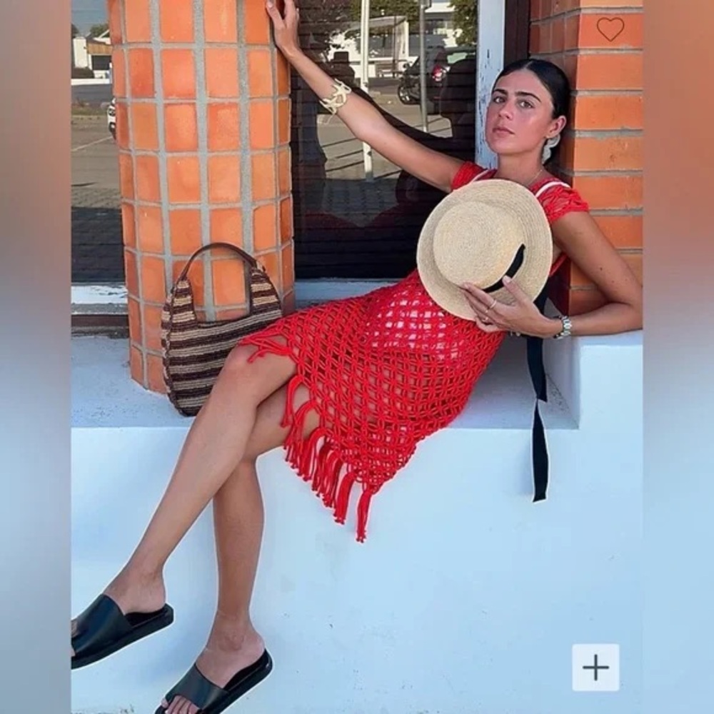 J. Crew Vibrant Red Crochet Dress